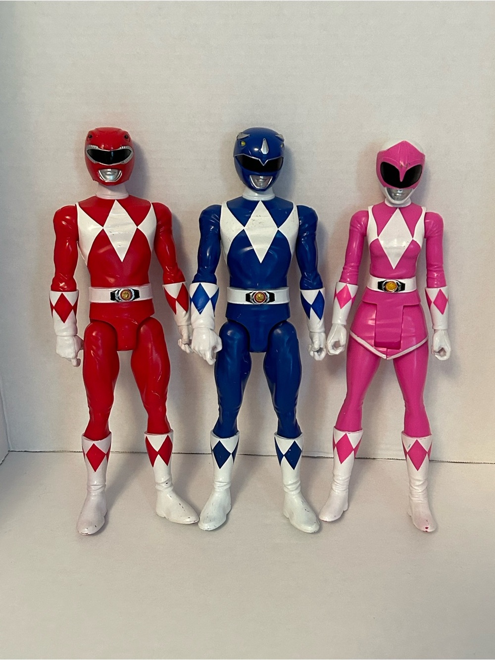 Power Ranger Trio Figures - Red, Blue, Pink Rangers